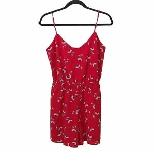 Stradivarius Red Floral Print Romper Playsuit